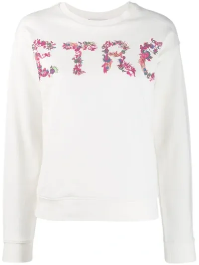 Etro Paisley Logo Print Sweatshirt In White