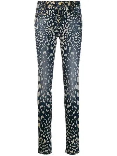 Philipp Plein Paint Print Skinny Jeans In Blue