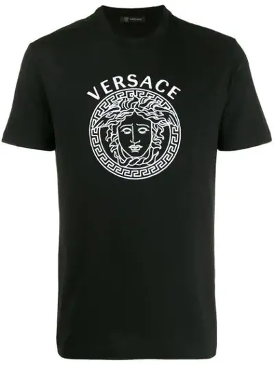 Versace Printed Logo T-shirt In Black