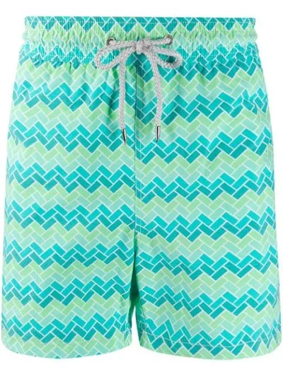 Love Brand Chevron Print Swim Shorts In Green