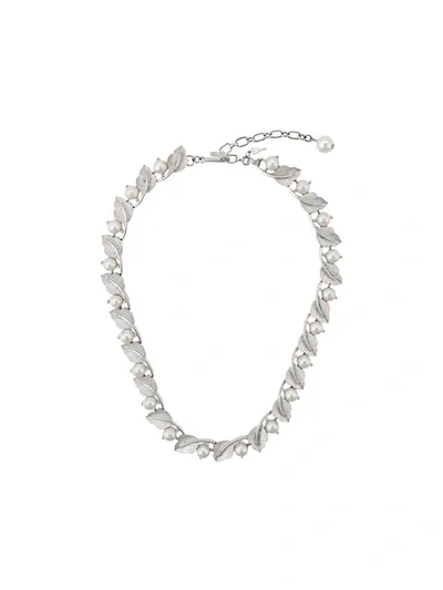 Pre-owned Susan Caplan Vintage 1960's Trifari Leaf Necklace In Silver