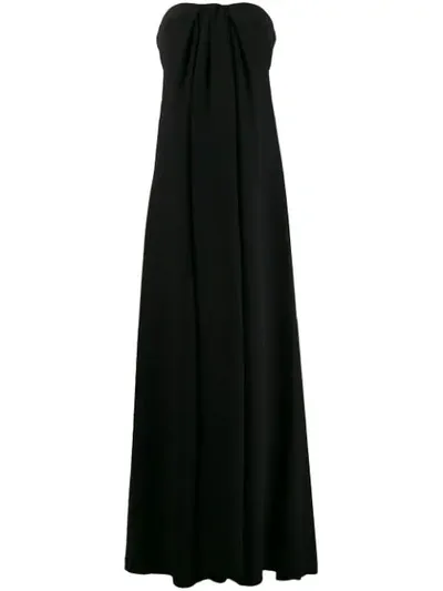 Pre-owned Valentino 2000's Draped Evening Gown In Black