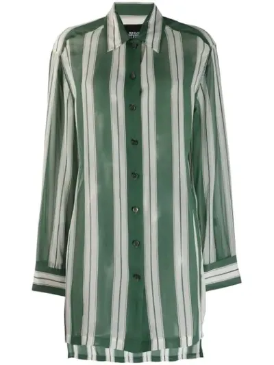 Marc Jacobs Striped Oversized Shirt In Green