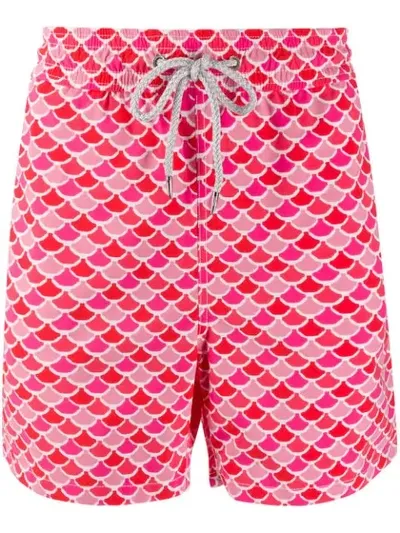 Love Brand Fish Scale Print Swim Shorts In Red