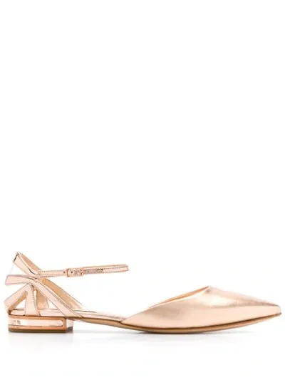 Casadei Metallic Slingback Ballerinas In Neutrals