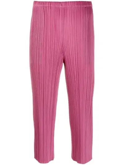 Issey Miyake Pleated Cropped Trousers In Pink