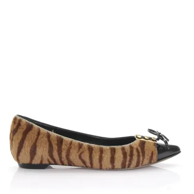 Sergio Rossi Ballerinas Ponyhaar Tiger Print Lackleather Black In Multicolored