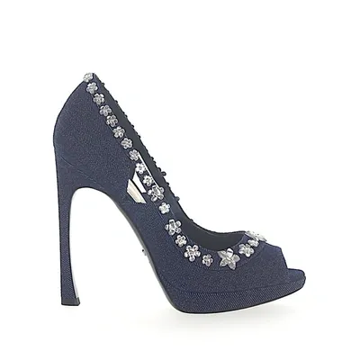 Dior Peep Toes Garland  Denim In Blue