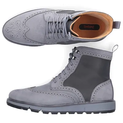 Swims Motion Wing-tip Brogue Boots In Grey