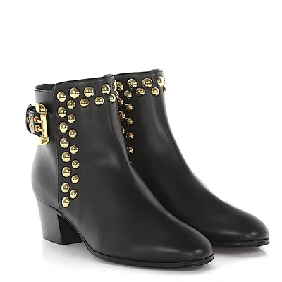 Giuseppe Zanotti Ankle Boots Calfskin Nappa Leather Rivets Black