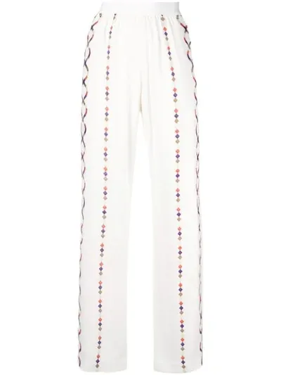 Giambattista Valli Wide Leg Embroidered Trousers In White