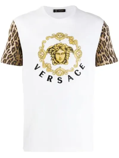 Versace Logo Print T-shirt In White