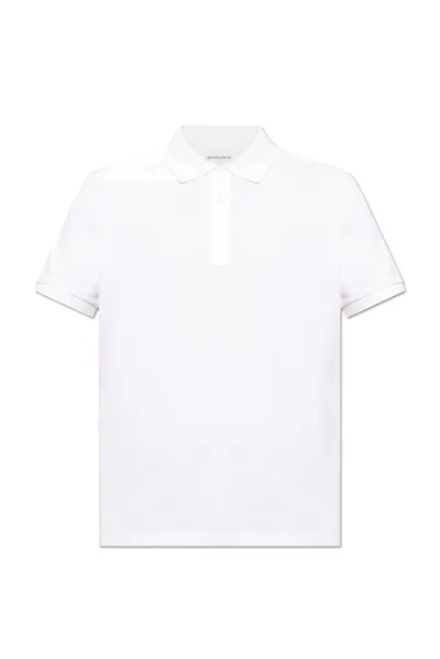 Bottega Veneta Ribbed Collar Polo Shirt In White