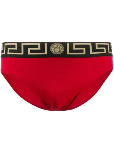 Versace Medusa Motif Swim Briefs In Red