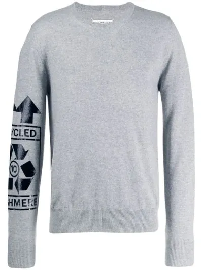 Maison Margiela 'recycled' Print Jumper In Grey