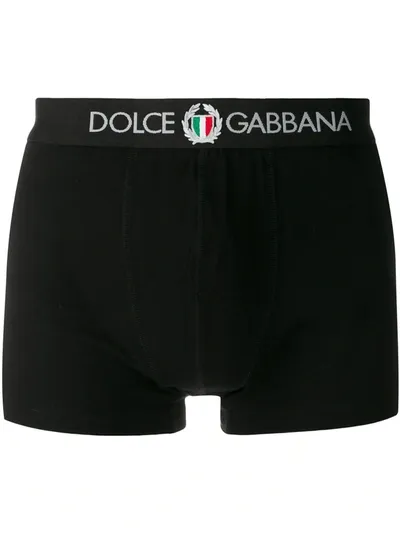 Dolce & Gabbana Logo Embroidered Boxers In Black