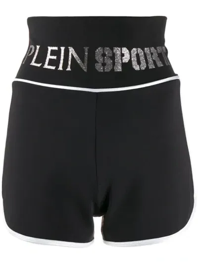 Plein Sport Logo Print Track Shorts In Black