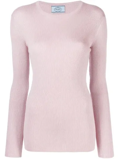 Prada Crew Neck Sweater In Pink