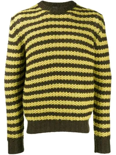 Prada Striped Knit Jumper In F0bnf Militare Felce