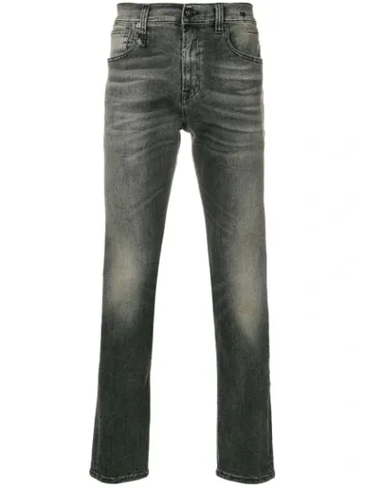 R13 Stonewashed Slim Fit Jeans In Grey