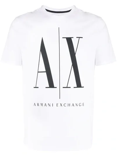 Armani Exchange Ax Icon Large Logo T-shirt In White