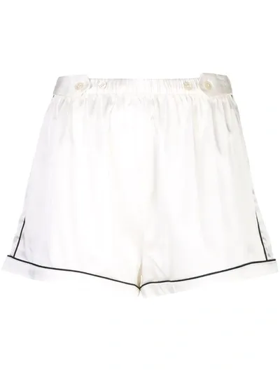 Morgan Lane Fiona Tab-adjustable Silk Lounge Shorts In White