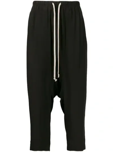 Rick Owens Drop Crotch Cropped Trousers In Black