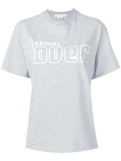 Golden Goose Serial Lover Grey Cotton T-shirt In Melgrey/white