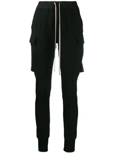 Rick Owens Cargo Patch-pocket Cotton Jogging Bottoms In Black