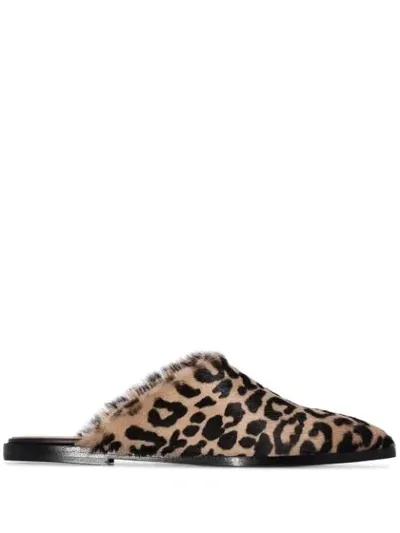 Atp Atelier Anzi Leopard Print Slippers In Brown