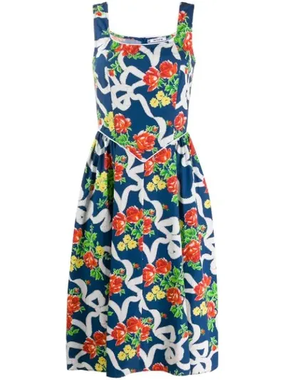 Batsheva Floral Day Dress In Blue