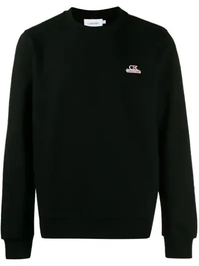 Calvin Klein Embroidered Logo Patch Sweatshirt In Black