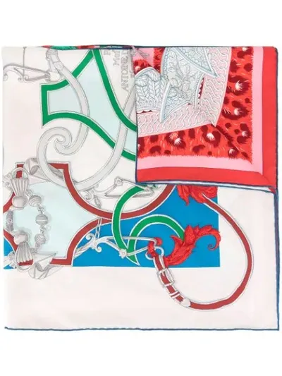 Pre-owned Hermes  Silk Carre 90 Scarf In White