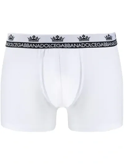 Dolce & Gabbana Logo Crown Print Trunks In White