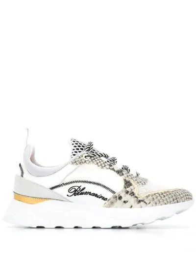 Blumarine Python Print Sneakers In White