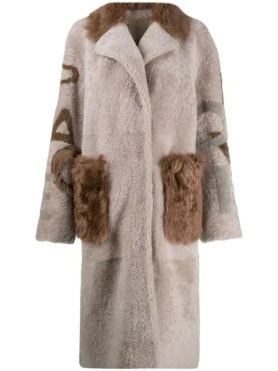 Liska Oversized Single-breasted Coat In Neutrals