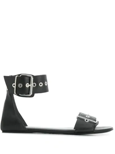 Balenciaga Belt Buckle Leather Sandals In Black