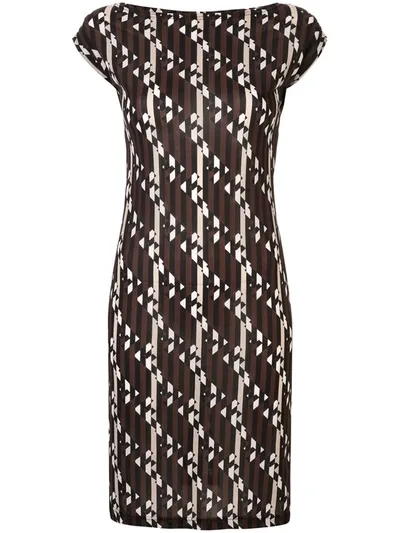 Pre-owned Fendi 1990s Graphic Print Dress In Black