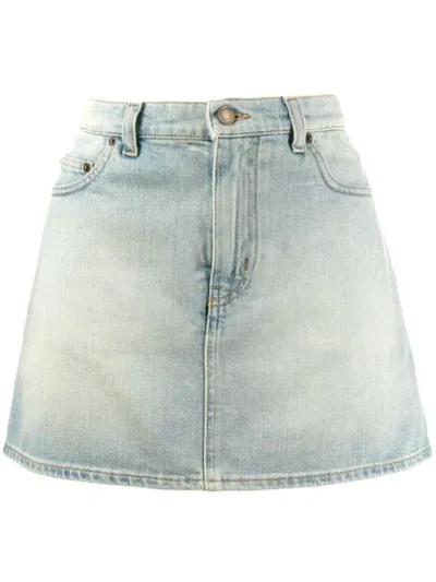 Saint Laurent Denim Mini Skirt In Blue