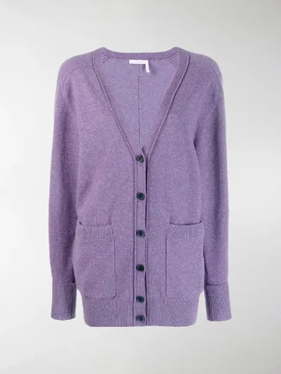 Chloé V-neck Cardigan In 575 Shadow Purple