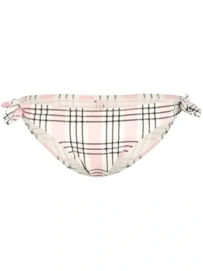 Morgan Lane Tina Check Bikini Bottoms In Pink