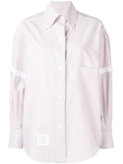 Thom Browne University-stripe Long-sleeve Shirt In Red