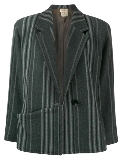 Pre-owned Versace 1980's Striped Jacket In Grey