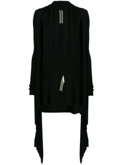 Rick Owens Long Asymmetric Cardigan In Black