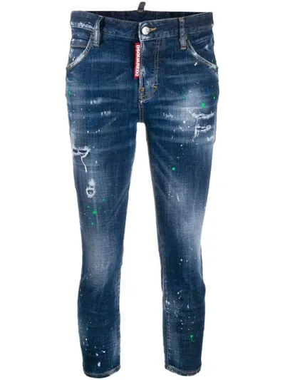 Dsquared2 Cool Girl Cropped Skinny Jeans In Blue