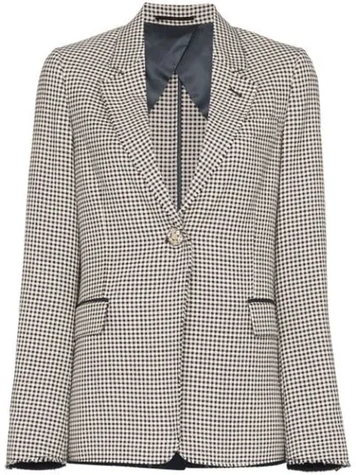 Golden Goose Single-breasted Gingham Blazer In A1 Navy White Check