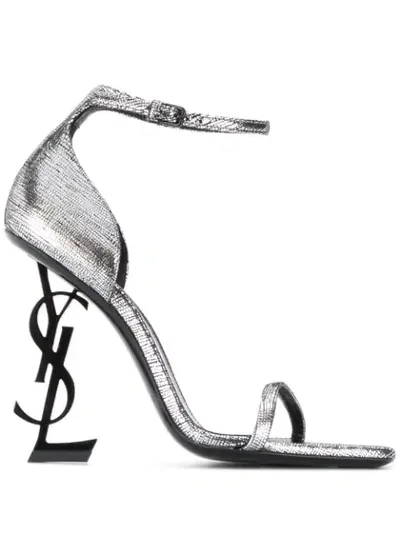 Saint Laurent Opyum Sandals In Silver