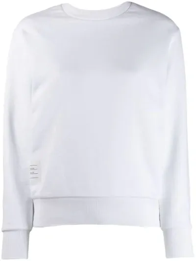 Thom Browne Back Tricolour Stripe Sweatshirt In White