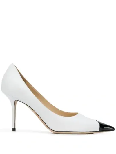 Jimmy Choo Love 85 Mismatched Two-tone Matte And Patent-leather Pumps In Black