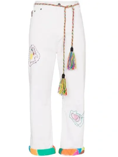 Mira Mikati Embroidered Straight-leg Jeans In White